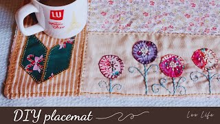 ❤ Great A beautiful DIY placemat with hand stitch applique amp embroidery [upl. by Amihsat]