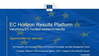 Horizon Results Platform Opportunities for ERC Beneficiaries 12 June 2023 [upl. by Neville]