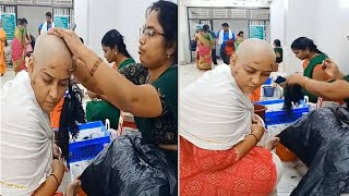 Headshave women thirumala thirupathi hairdonation temple headshave  forced headshave [upl. by Devol]