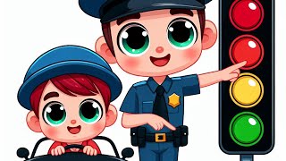 Le policier nous apprend les couleurs des feux tricolores  Comptines pour enfants [upl. by Gui]