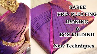 Saree Prepleating 🥻amp Box folding  New Techniques for Beginners 💯😍trending saree beauty video [upl. by Phio]