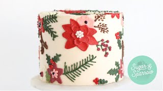 How To Make A Holiday Floral Buttercream Cake [upl. by Golightly]