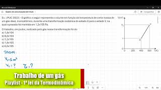 puc 2022  O gráfico a seguir representa o volume em função da temperatura de certa massa de um [upl. by Sabella]