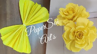 Flores de papel crêpe rosasGiant Crepe paper rose flower for room decor HandmadePaperSaiarts [upl. by Rimat]