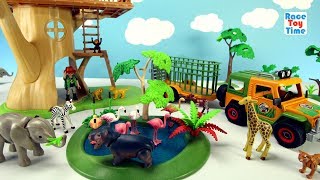 Playmobil Animal Transporter Building Set Plus Safari Animals Toys [upl. by Airelav]