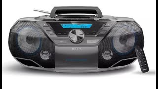 Philips AZ797T Portable CD Player with Cassette Aux in FM Radio MP3 unboxing test and review [upl. by Horst36]