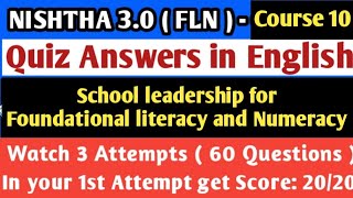 Course 10 Quiz Answers in English FLN  School leadership for Foundational literacy and Numeracy [upl. by Welton]