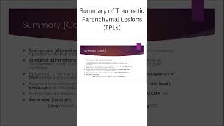 Summary of Traumatic Parenchymal Lesions TPLs [upl. by Debarath]