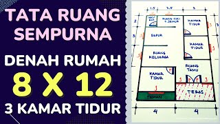 Denah Rumah Minimalis 3 Kamar Tidur Ukuran 8x12 Dengan Susunan Ruangnya Sempurna Banget [upl. by Anigue]