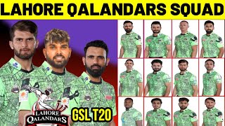 Lahore Qalandars Squad Global Super League 2024  Global Super League 2024 ScheduleTeams  GSL T20 [upl. by Aenitsirhc205]