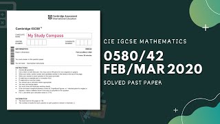 058042FM20  Easy Step by Step Solutions  CIE IGCSE MATHS PAPER 4 EXTENDED FEBMARCH 2020 [upl. by Ltihcox257]