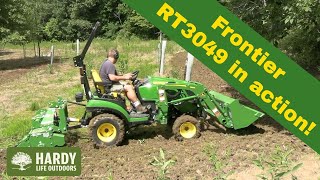 John Deere 1025R and the Frontier RT3049 or planting food plots for Ohio whitetail deer and turkeys [upl. by Einttirb]