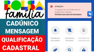 BOLSA FAMÍLIA CADASTRO ÚNICO ATUALIZOU COM MENSAGEM DE QUALIFICAÇÃO CADASTRAL O QUE SIGNIFICA [upl. by Suzzy401]