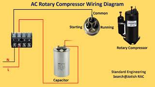 AC Rotary Compressor Wiring  Rotary compressor connection with capacitor Diagram [upl. by Fran]