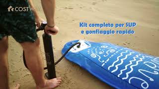 Costway Tavola da paddle surf gonfiabile in PVC durevole 297305335cm con pagaia regolabile [upl. by Nuahsak922]