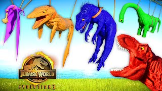 Indominus Rex Color Pack vs Spinosaurus vs TRex  Big Dinosaurs Battle City JWE 2 Compilation New [upl. by Ben271]