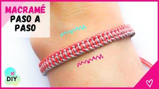 Como hacer pulseras de hilo en macramé paso a paso fácil [upl. by Anailil]