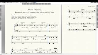 CHERYL PORTER VOCAL EXERCISE 2  Register Transition Head Mixed amp Chest Voice  Sheet Music [upl. by Nosdivad]