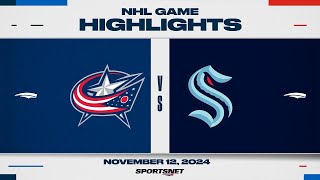 NHL Highlights  Blue Jackets vs Kraken  November 12 2024 [upl. by Yrocaj]