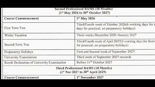 NCISM Academic Calendar 202425  BamsBhmsBums Academic Calendar 2024 Batch [upl. by Aimerej]