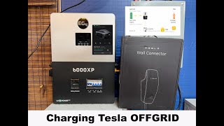 Level 2 Charging Tesla offgrid with solar  EG4 6000xp amp Indoor Wallmount batteries offgrid [upl. by Maribel288]