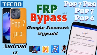 Tecno Pop 7 Pro FRP Bypass Android 12  2024 latest BF7  Google Account Bypass without PC [upl. by Litch]