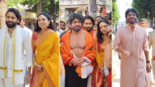 Naga Chaitanya Sobhita Dhulipala Visits Srisailam Temple After Marriage  Nagarjuna [upl. by Nosiddam582]