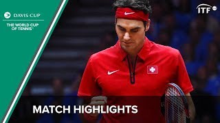 Federer vs Gasquet Highlights  Federer Wins The Davis Cup for Switzerland  ITF [upl. by Archambault]