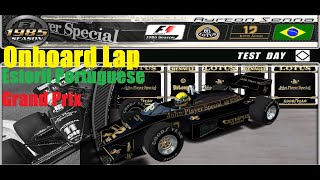 F1 Challenge 9902 Mod F1 1985 LotusRenault Ayrton Senna Onboard Lap Estoril Portuguese Grand Prix [upl. by Avon]