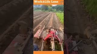 A plow cuts precise furrows turning soil for planting improving aeration and boosting yields [upl. by Naruq]