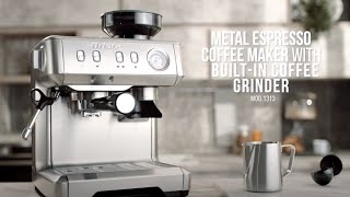 Espresso Coffee Maker with Builtin Coffee Grinder  Ariete 1313 [upl. by Alek719]