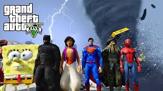 SUPERHEROES CELEBRATING 200K Subs in GTA 5 GONE WRONG  INSANE TORNADO  July 4th Fireworks [upl. by Eilama]