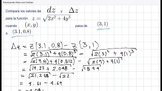 Diferencial total e incremento de una función de dos variables [upl. by Wiese467]