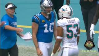 Johnny Hekker the punter with a headbutt  Panthers vs Dolphins [upl. by Sonitnatsnoc776]