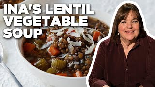 Ina Gartens 5Star Lentil Vegetable Soup  Barefoot Contessa  Food Network [upl. by Nylcaj]