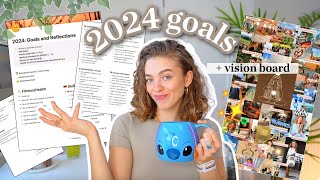 How I Set My New Years Goals 2024  free templates vision board reflections  resolutions [upl. by Corso]