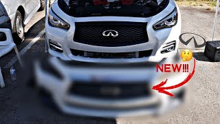 Q50 GETS UPGRADED FRONT BUMPER [upl. by Lahcym]