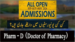 All Open Pharm D Admission in Sep Oct Nov 2024  D Pharm Admissions  Latest Admission Update [upl. by Brittney11]