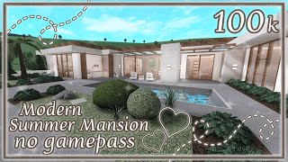 Bloxburg Build  Modern Summer Mansion no gamepass 100k [upl. by Peterson593]