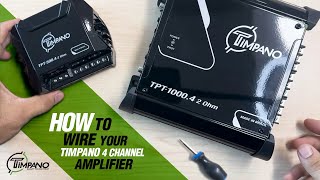 How to wire speakers in stereo with 4 channel Timpano Amplifier – TPT10004 and TPT5004 [upl. by Ilona]