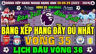 Bảng Xếp Hạng Ngoại Hạng Anh 2024 Mới Nhất Sau Vòng 35 Ngày 3042024  Lịch Thi Đấu Vòng 36 Full [upl. by Ney327]