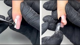 The process of fixing a cracked nail using fiberglass Now the nail will be strong [upl. by Jamima]