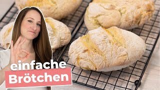 BRÖTCHEN selber backen OHNE Kneten einfache amp schnelle Anleitung  Baguette Brötchen Rezept [upl. by Calendra]