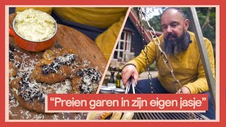 Stamppot van gebrande prei met wildzwijn schnitzels 2  Buiten koken met Ramon [upl. by Edin]