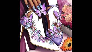 A pair of cute purple shoes adorned with flowers and butterflies shoes flowers fashion [upl. by Leunamme]