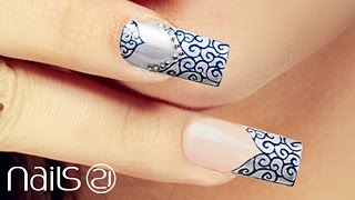 Fancy Metallic Silver Gel Nails  New Year Beauty Tutorial by Nails 21 [upl. by Madelon]