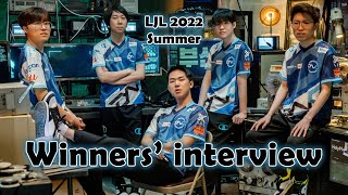 LJL 2022 Summer DFM Winners interview translation [upl. by Tcideneb]