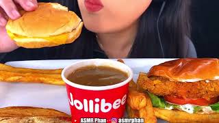 ASMR PHAN BITES ONLY JOLLIBEE BURGER amp CHICKEN SANDWICH ASMR [upl. by Otrebide]