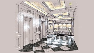 Design Sketch Elevator Lobby 6 Perspective LightingValue 240215 [upl. by Llennyl596]