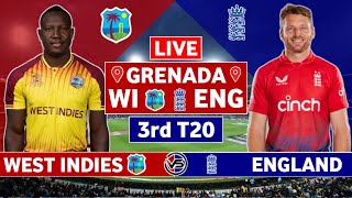 West Indies vs England 3rd T20 Live Scores  WI vs ENG 3rd T20 Live Scores amp Commentary [upl. by Frasch]